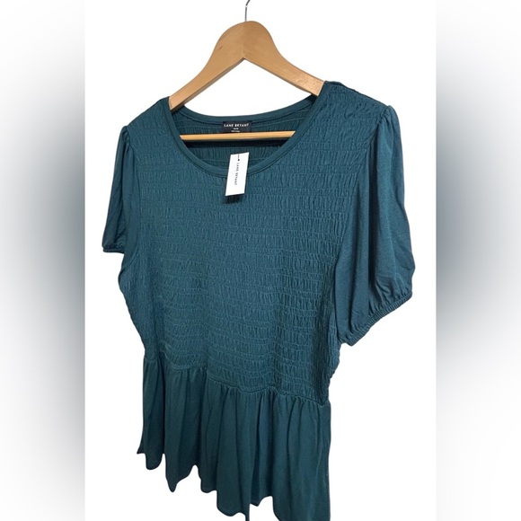 Lane Bryant Teal Classic Smocked Peplum Top Size 18/20 2X NWT - Picture 4 of 9